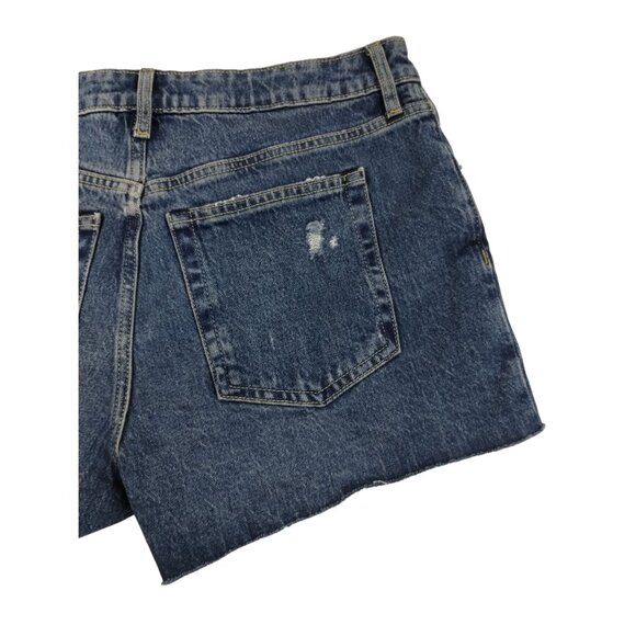 Free Assembly Womens 12 Cut Off Shorts 90s Style Blue Denim High Rise New - Picture 8 of 12